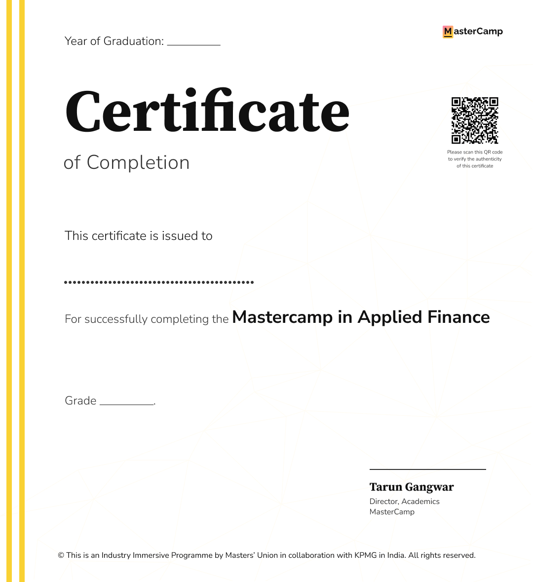 KPMG Certificate Mastercamp